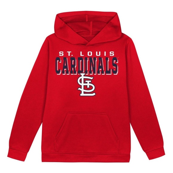 MLB St. Louis Cardinals Boys' Poly Hooded Sweatshirt Various Sizes - Picture 1 of 8